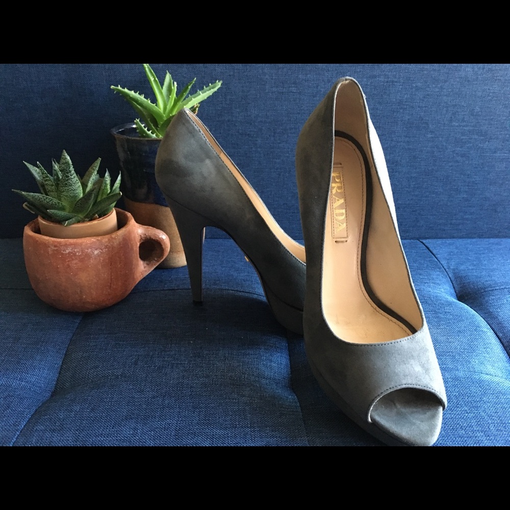 Prada Grey Suede Pumps - Good as New